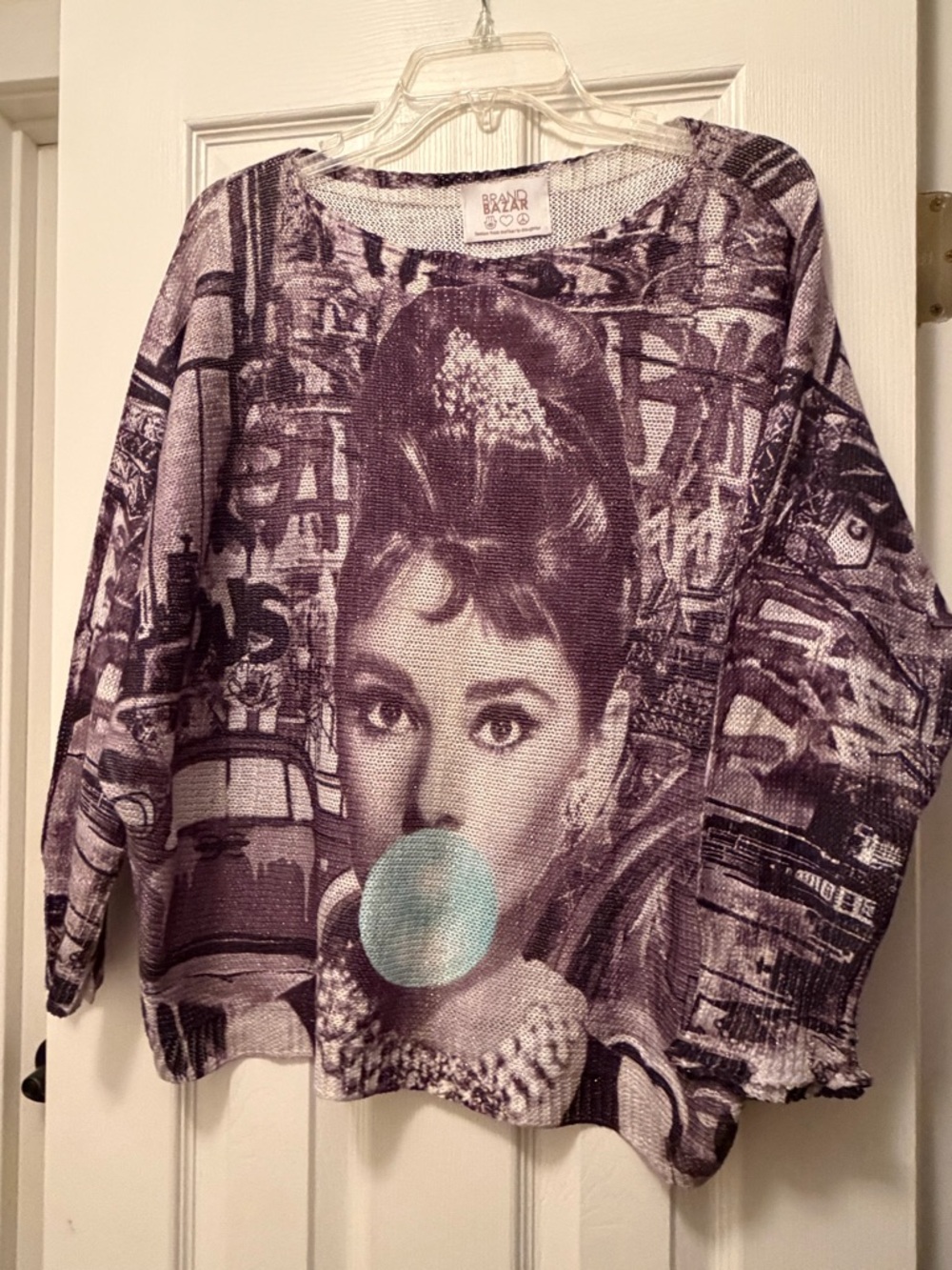 Graphic Audrey Hepburn Bubblegum Sweater